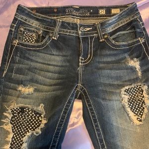 Miss Me size 25 easy boot studded w/ rhinestones